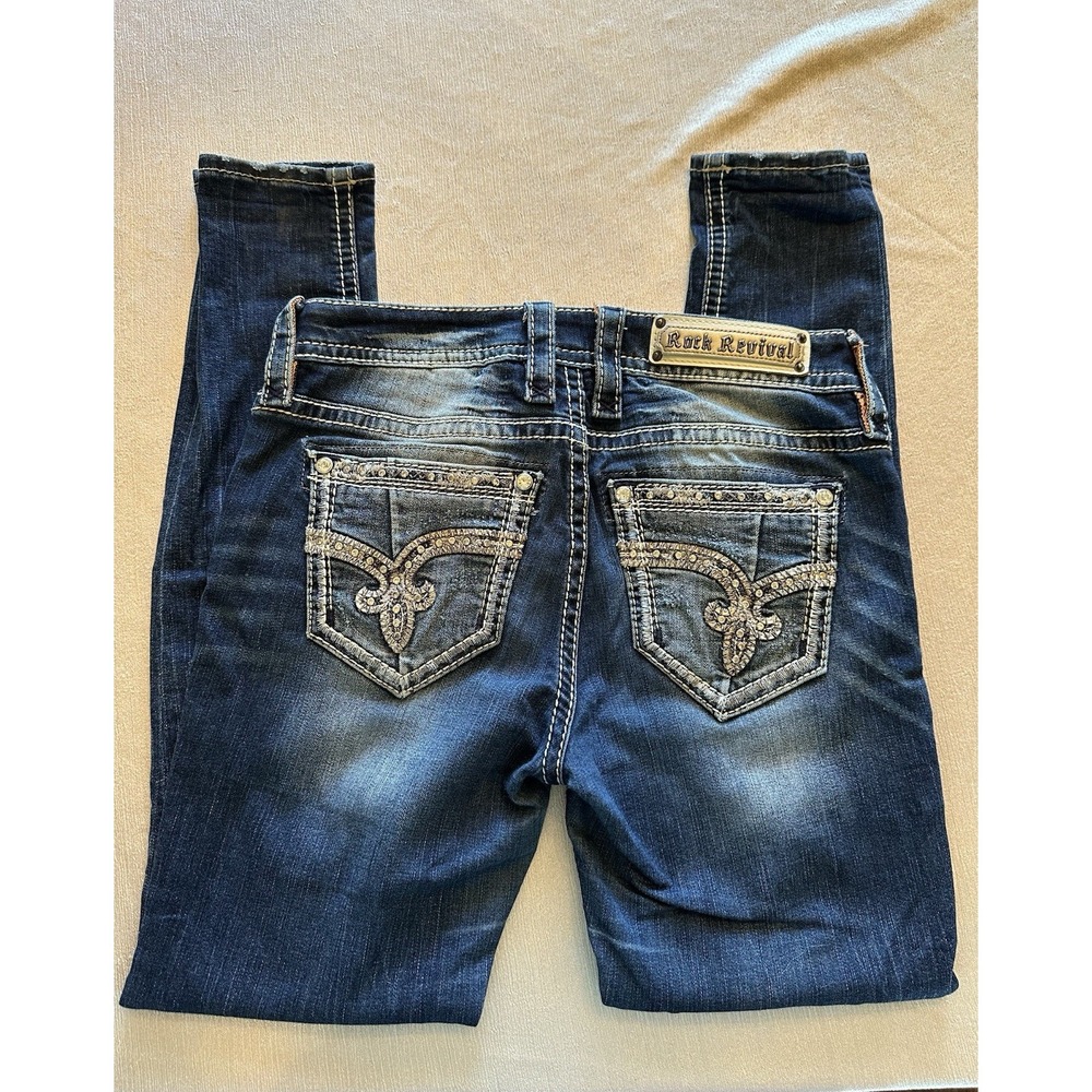 Rock Revival Jeans Sz 27 Women's Sherry Ankle Skinny Mid‎ Rise Dark Wash